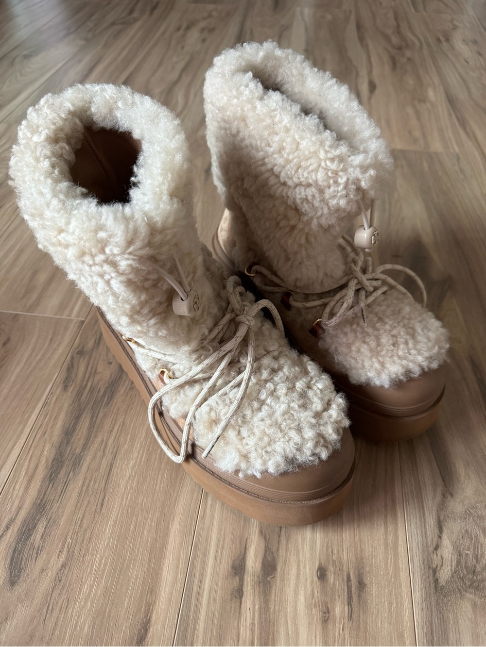 Tory Burch Mellow Shearling Lace-Up Boot
